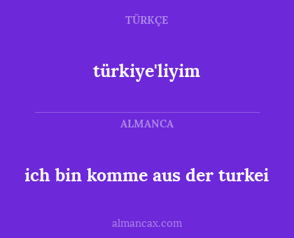 ich bin komme aus der turkei - türkiye'liyim