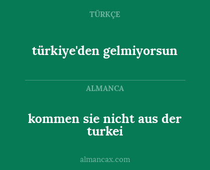 kommen sie nicht aus der turkei - türkiye'den gelmiyorsun
