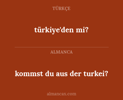 kommst du aus der turkei? - türkiye'den mi?
