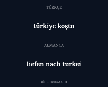 liefen nach turkei - türkiye koştu