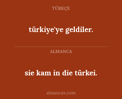 türkiye'ye geldiler. - sie kam in die türkei.