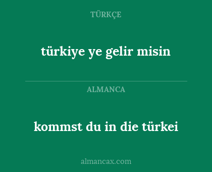 türkiye ye gelir misin - kommst du in die türkei