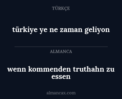 wenn kommenden truthahn zu essen - türkiye ye ne zaman geliyon