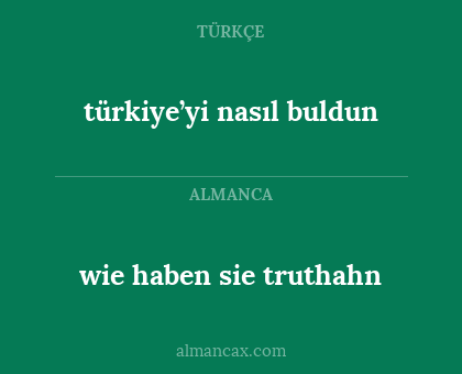 türkiye’yi nasıl buldun - wie haben sie truthahn