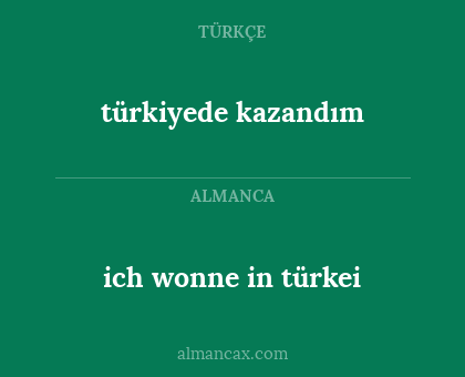 türkiyede kazandım - ich wonne in türkei
