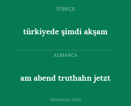 am abend truthahn jetzt - türkiyede şimdi akşam