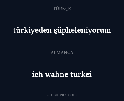ich wahne turkei - türkiyeden şüpheleniyorum