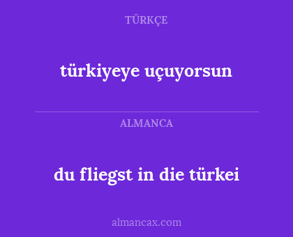 du fliegst in die türkei - türkiyeye uçuyorsun