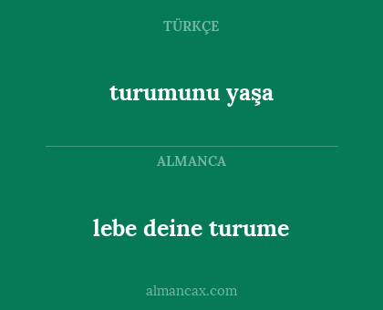 lebe deine turume - turumunu yaşa