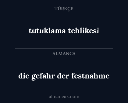 tutuklama tehlikesi - die gefahr der festnahme