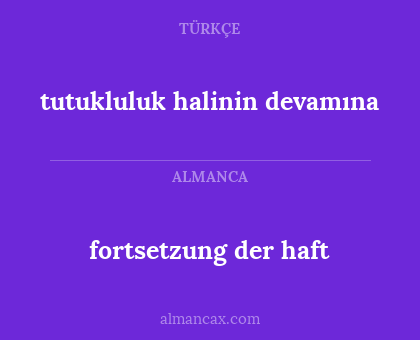 fortsetzung der haft - tutukluluk halinin devamına