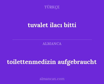 toilettenmedizin aufgebraucht - tuvalet ilacı bitti