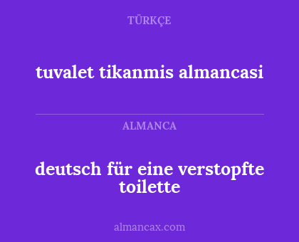 deutsch für eine verstopfte toilette - tuvalet tikanmis almancasi