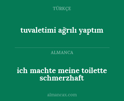 tuvaletimi ağrılı yaptım - ich machte meine toilette schmerzhaft