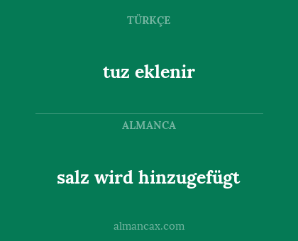 salz wird hinzugefügt - tuz eklenir