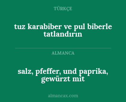 salz, pfeffer, und paprika, gewürzt mit - tuz karabiber ve pul biberle tatlandırın