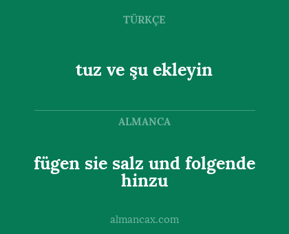 fügen sie salz und folgende hinzu - tuz ve şu ekleyin