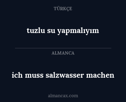 tuzlu su yapmalıyım - ich muss salzwasser machen