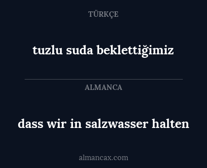 tuzlu suda beklettiğimiz - dass wir in salzwasser halten