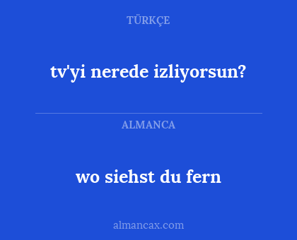 wo siehst du fern - tv'yi nerede izliyorsun?