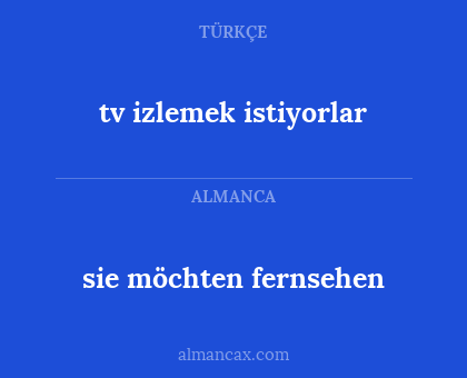 sie möchten fernsehen - tv izlemek istiyorlar