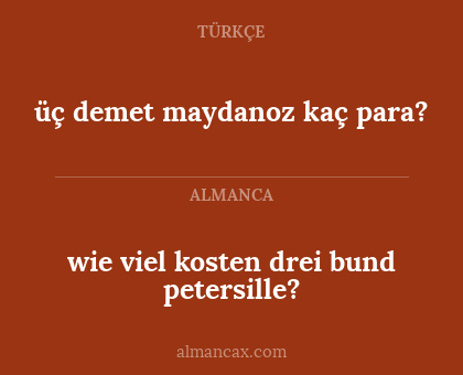 wie viel kosten drei bund petersille? - üç demet maydanoz kaç para?