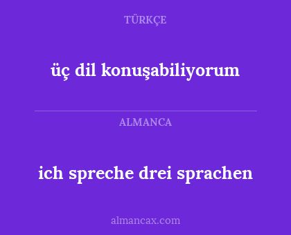 ich spreche drei sprachen - üç dil konuşabiliyorum