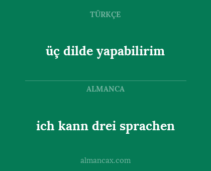 üç dilde yapabilirim - ich kann drei sprachen