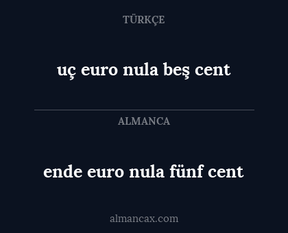 ende euro nula fünf cent - uç euro nula beş cent