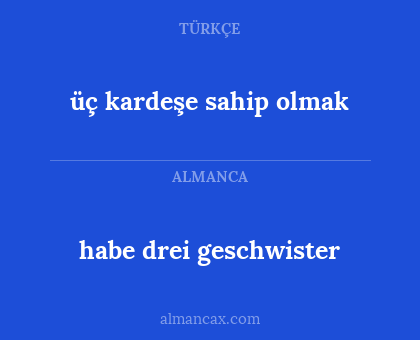 habe drei geschwister - üç kardeşe sahip olmak