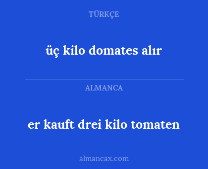 er kauft drei kilo tomaten - üç kilo domates alır