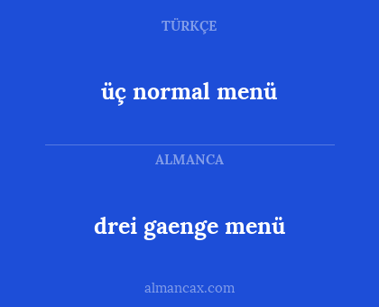 üç normal menü - drei gaenge menü