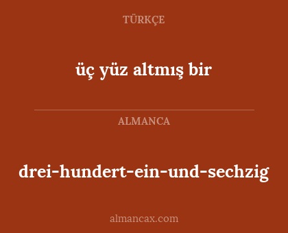 dreihunderteinundsechzig - üç yüz altmış bir