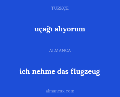 ich nehme das flugzeug - uçağı alıyorum