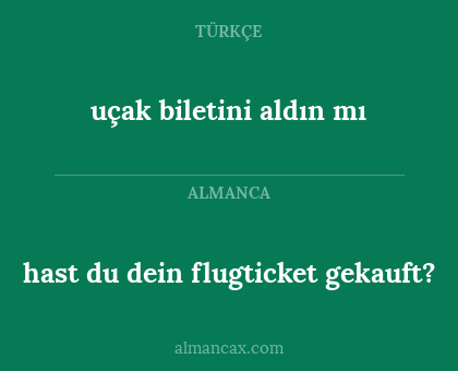 uçak biletini aldın mı - hast du dein flugticket gekauft?