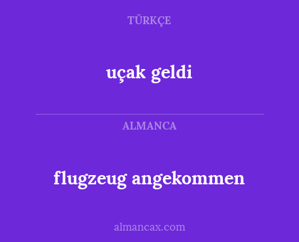 uçak geldi - flugzeug angekommen