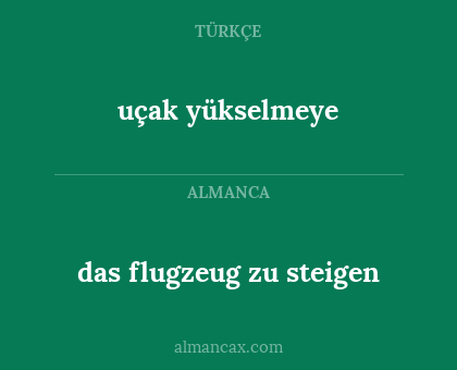 das flugzeug zu steigen - uçak yükselmeye