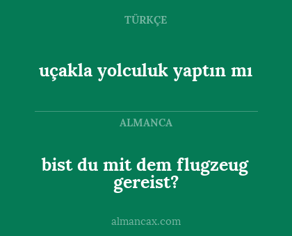uçakla yolculuk yaptın mı - bist du mit dem flugzeug gereist?
