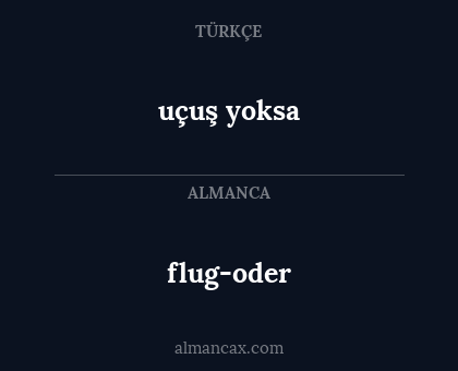 flug-oder - uçuş yoksa