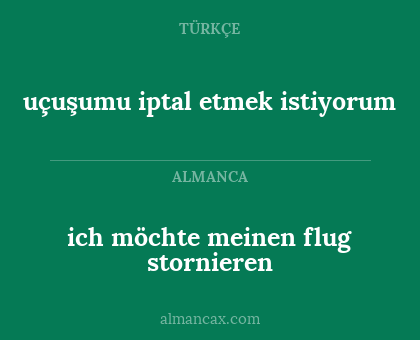 uçuşumu iptal etmek istiyorum - ich möchte meinen flug stornieren