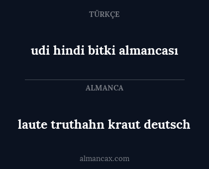 udi hindi bitki almancası - laute truthahn kraut deutsch