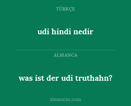 was ist der udi truthahn? - udi hindi nedir