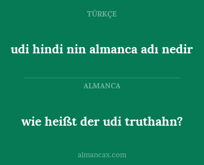 udi hindi nin almanca adı nedir - wie heißt der udi truthahn?