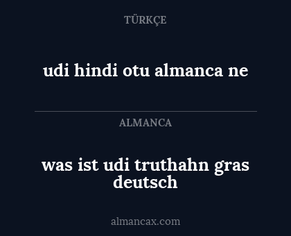 udi hindi otu almanca ne - was ist udi truthahn gras deutsch