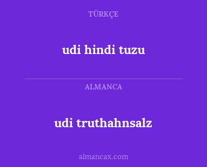 udi hindi tuzu - udi truthahnsalz