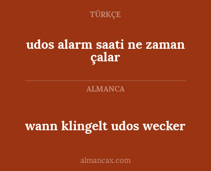 udos alarm saati ne zaman çalar - wann klingelt udos wecker