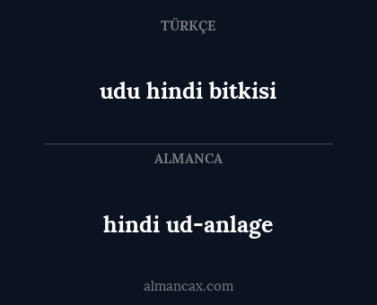 udu hindi bitkisi - hindi ud-anlage