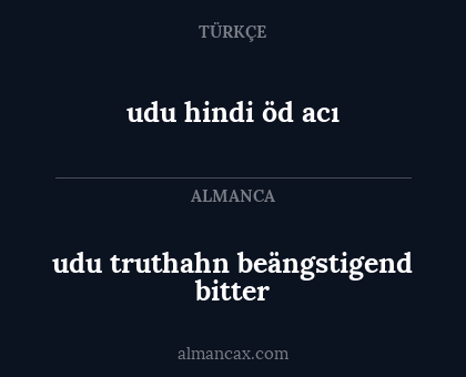 udu truthahn beängstigend bitter - udu hindi öd acı