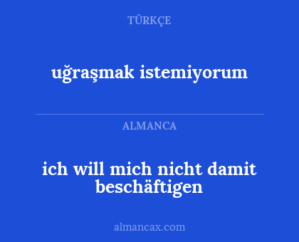 ich will mich nicht damit beschäftigen - uğraşmak istemiyorum