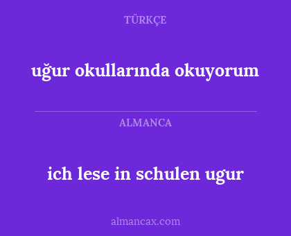 uğur okullarında okuyorum - ich lese in schulen ugur